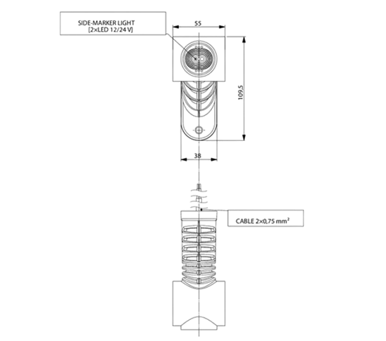 Fotografija proizvoda Gabaritno svjetlo, lijevo, LED, 0,7/1,4 W, 12-24 V