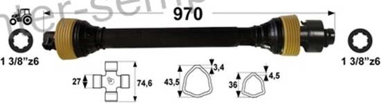 Kardan priključka sa kvačilom desno 970mm