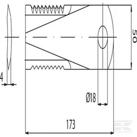 Fotografija proizvoda Rotacijski nož za sjeckanje slame 173x50x4mm O 18mm