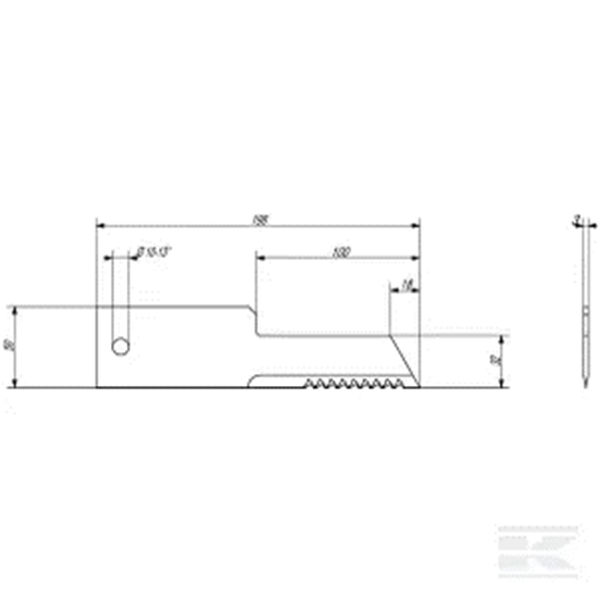 Fotografija proizvoda Nož za sjeckanje slame  98x50x3mm O 6.5mm