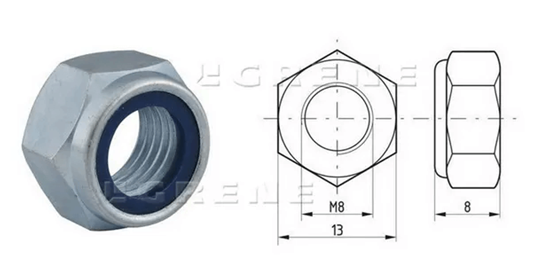 Fotografija proizvoda Matica M8x1.25 samoosiguravajuDIN985 steel zinc-Plated Class