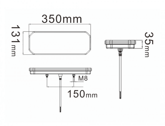 Fotografija proizvoda Zadnje svjetlo LED lijevo 12 V/24 V 360x140x87 mm